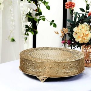 14 inches Gold Round Embossed Metal Cake 